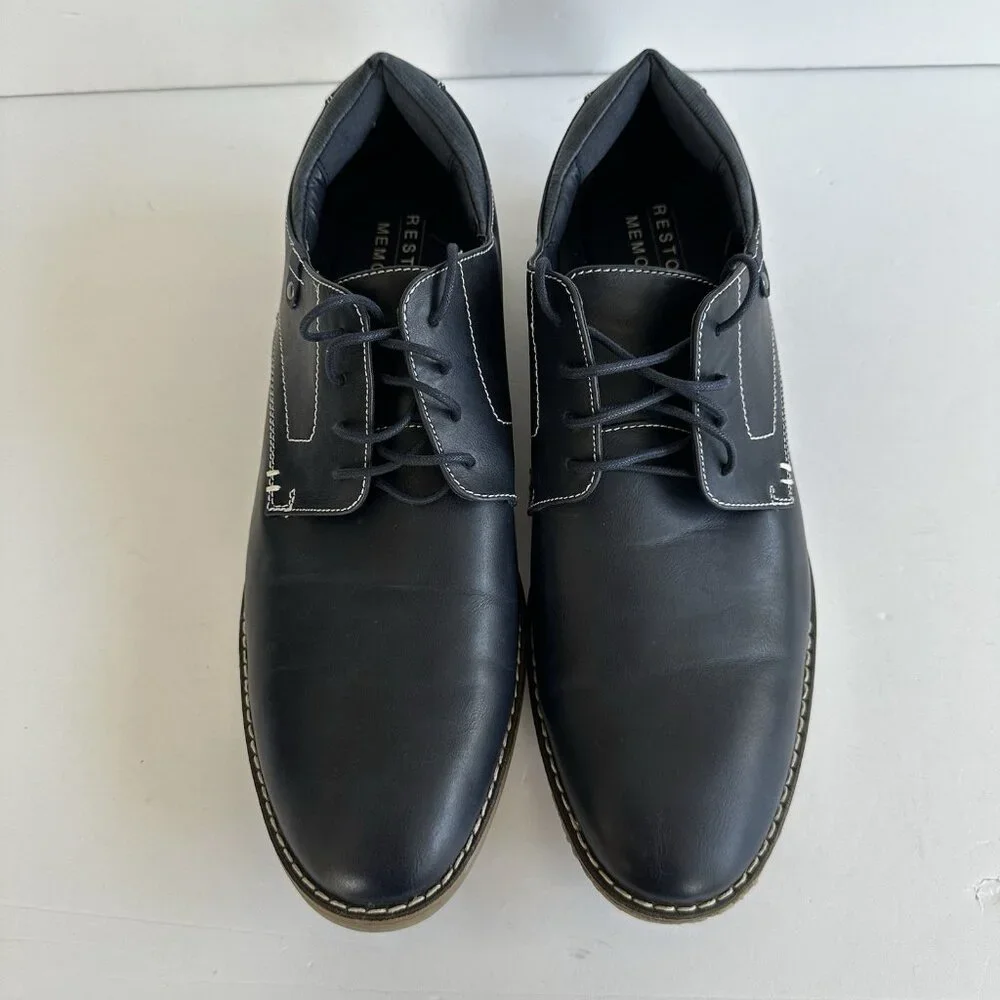 Restoration Memory Foam Men's Oxford Dress Shoes Sz 12M Mitch Navy Blue Corpcore